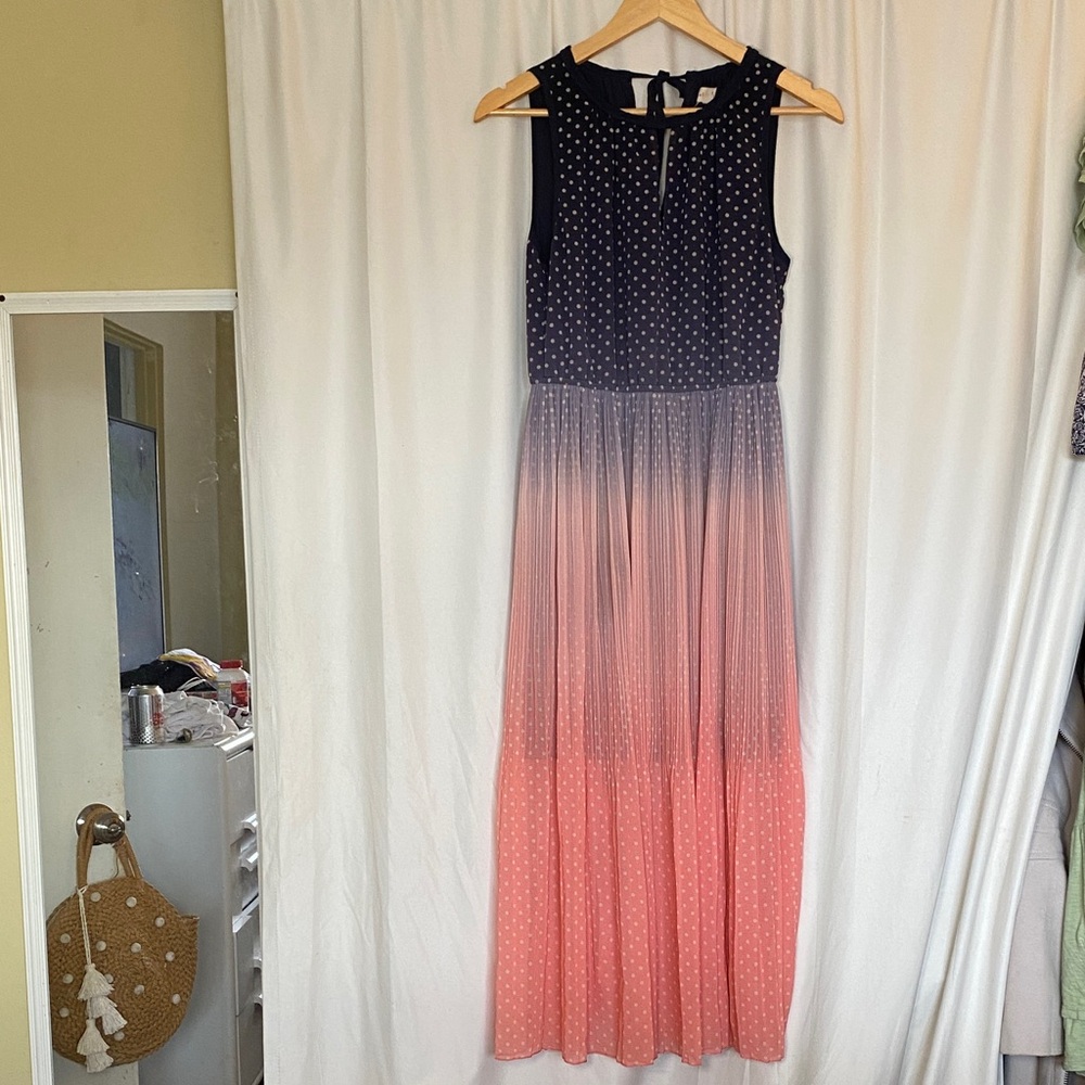 Chic Sleeveless Polka Dot Ombre Maxi Dress